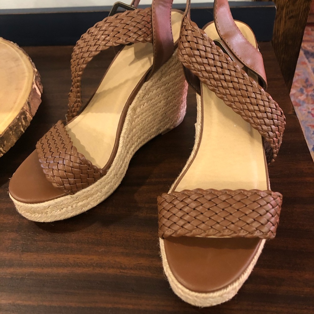Brown Braided Wedge